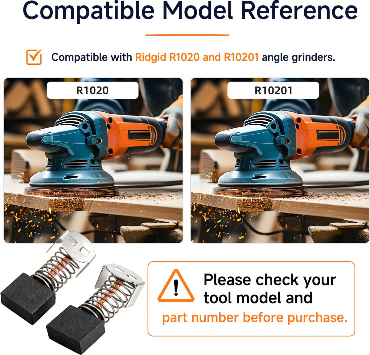 290069160 Carbon Brushes 2-Pack Compatible with Ridgid R1020 Grinder