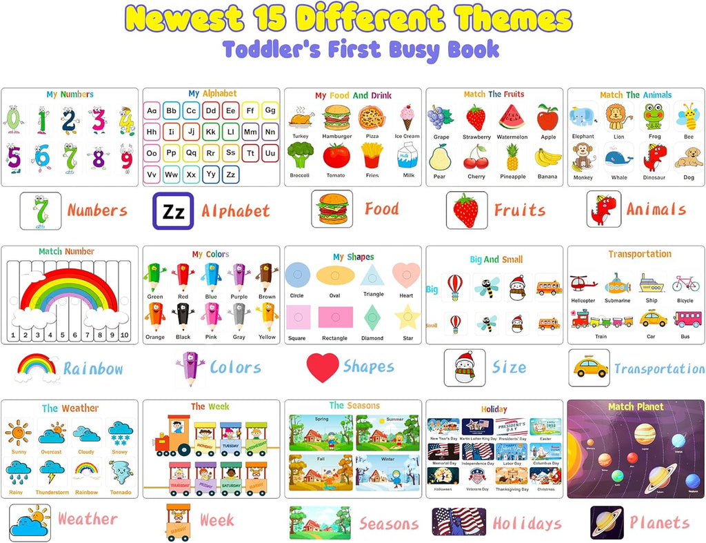 Montessori Preschool Learning Activities Busy Book - Workbook Activity Binder / Toys for Toddlers, Autism Learning
