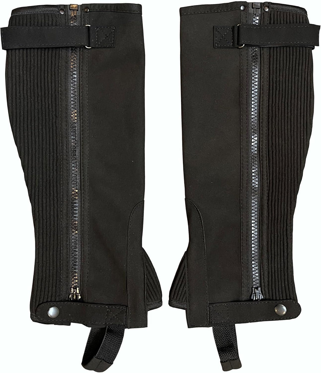 Half Chaps Black Amara Equestrian English Riding Unisex Adult Half Chap Premium Synthetic Amara Leather