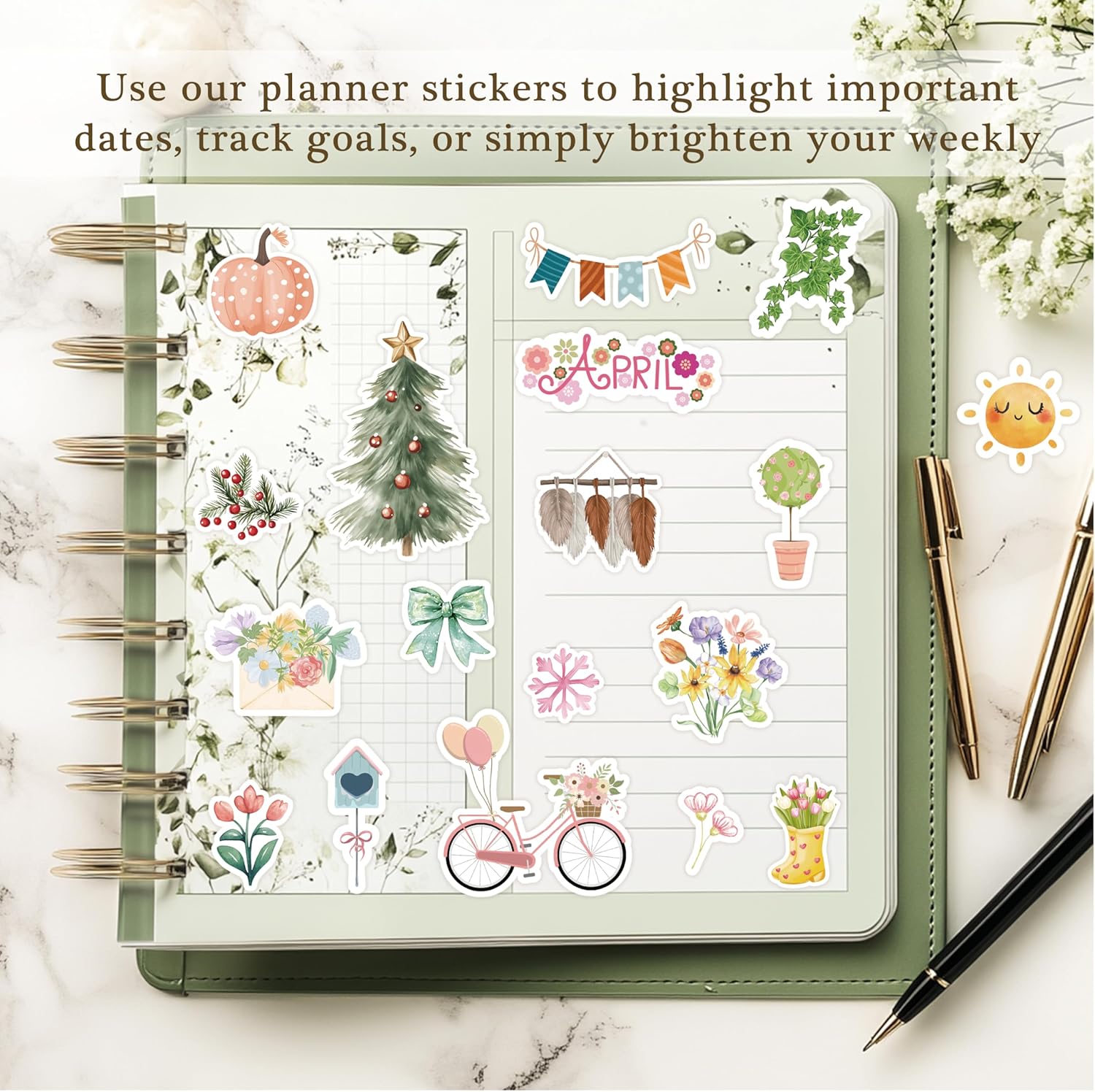 Planner Stickers (24 Page, 1000+ Stickers, Multicolor, Paper, Vintage Style, Holiday & Seasonal Themed, Planner &