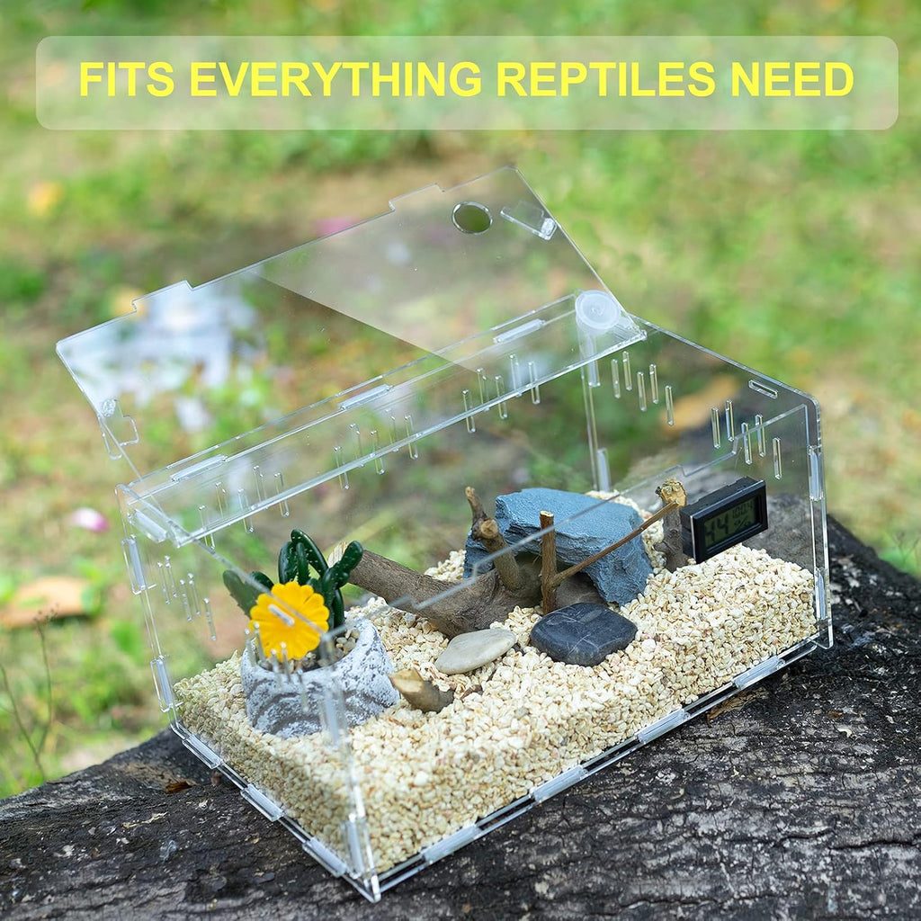 Acrylic Reptile Terrarium Breeding Tank Enclosure 11.4"x7.7"x5.9"