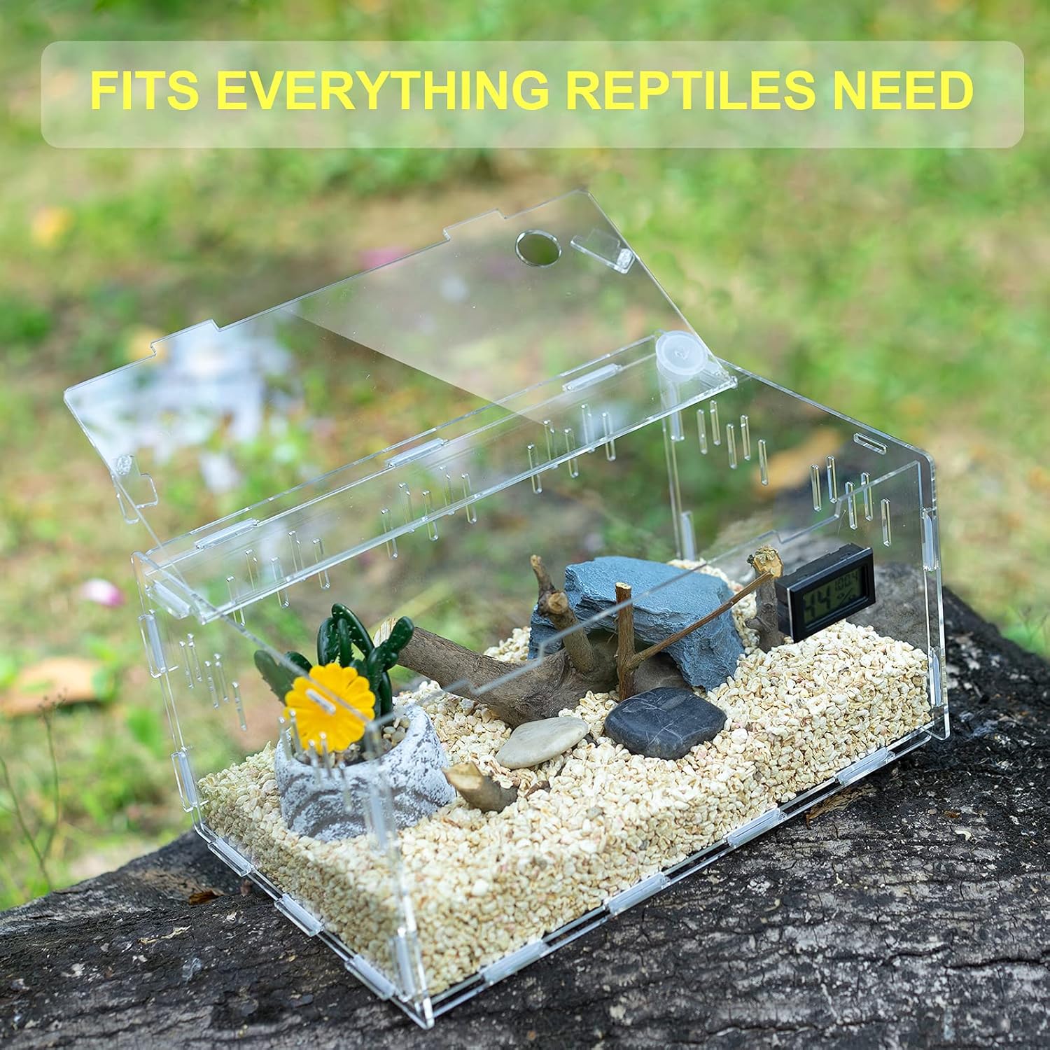 Acrylic Reptile Terrarium Breeding Tank Enclosure 11.4"x7.7"x5.9"