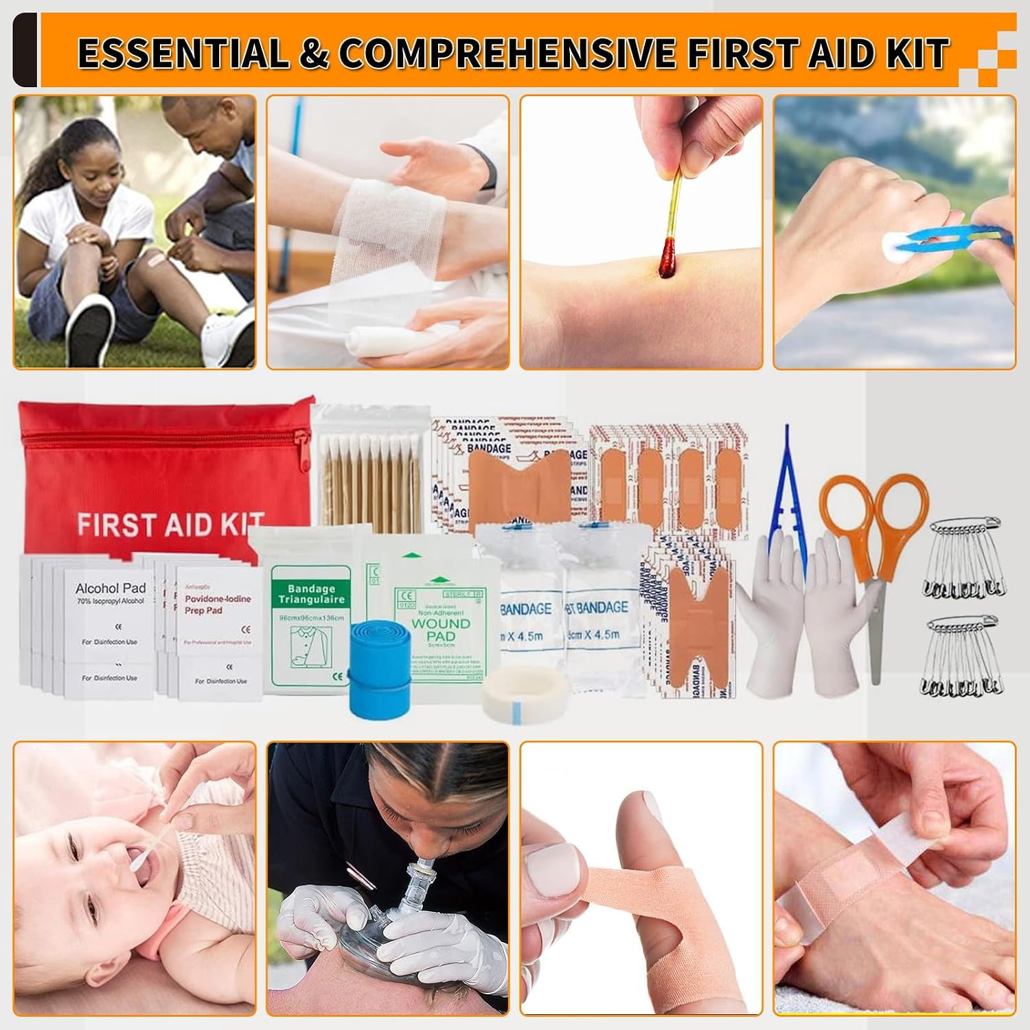 Survival Kit, Gifts for Men Women Teen Boys, 252 pcs Survival Gear and Equipment Mini First Aid Kit for Car Home