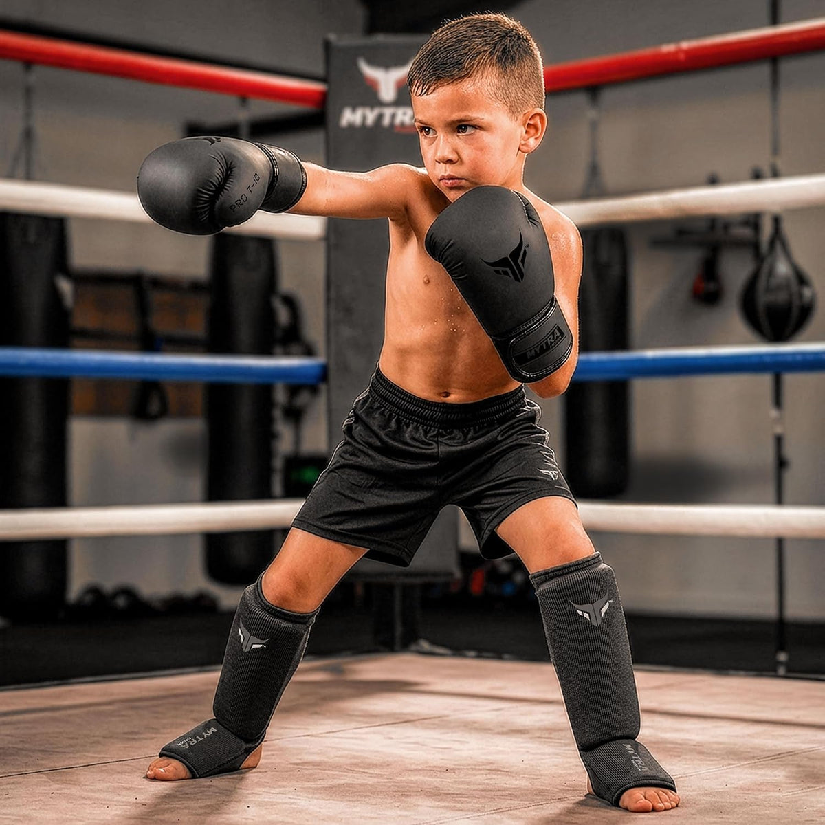 Kids Kickboxing Shin Guards, Elasticated Shin and Instep Protector for MMA, Muay Thai, Training, Sparring and Martial