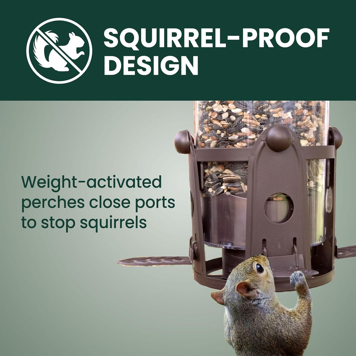Squirrel-Be-Gone Max Bird Feeder, (4) Flexport Feeding Stations