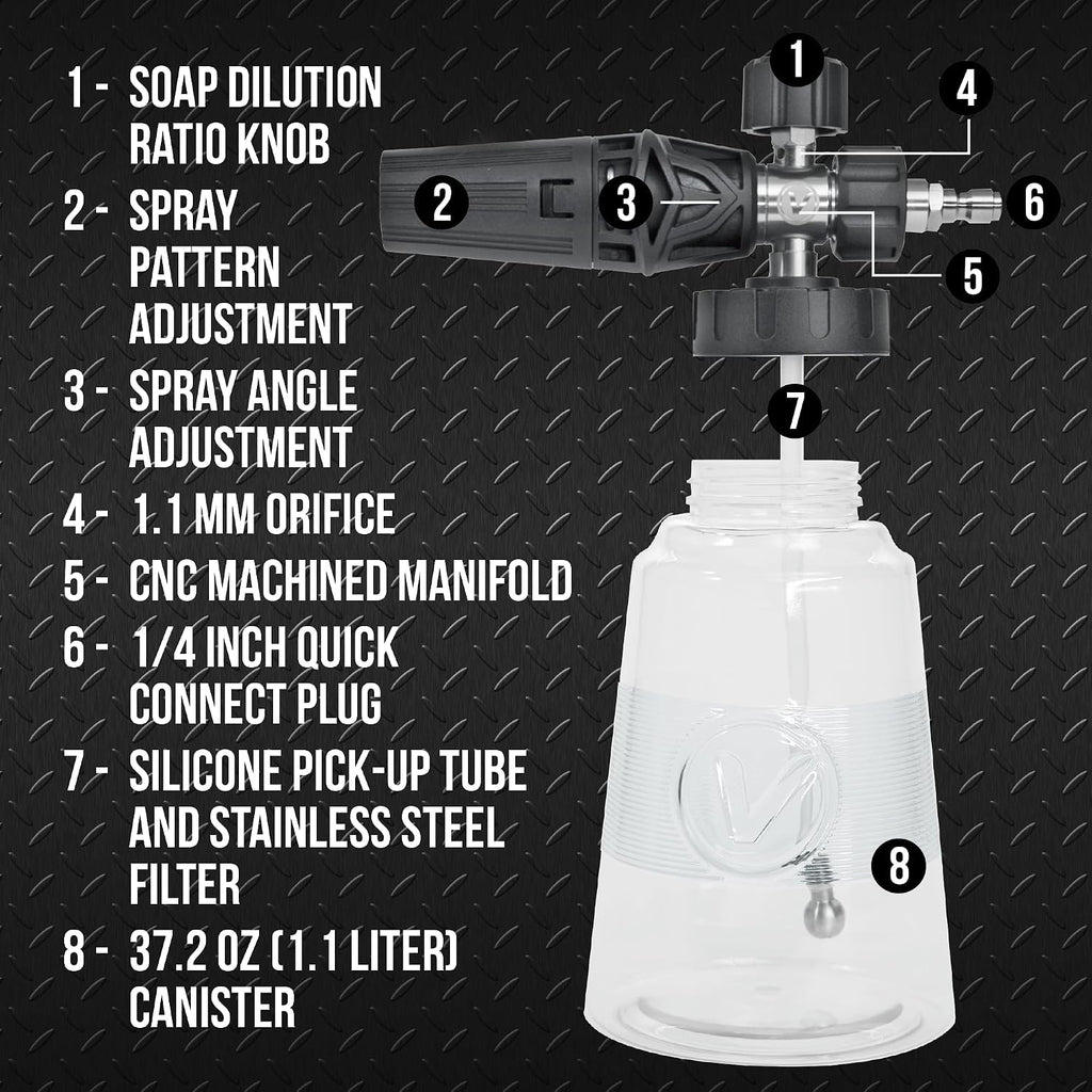 Foam Cannon for Pressure Washer with 1/4" Quick Connect, for Cars | Thick Foam Car Wash Foam Sprayer, Adjustable