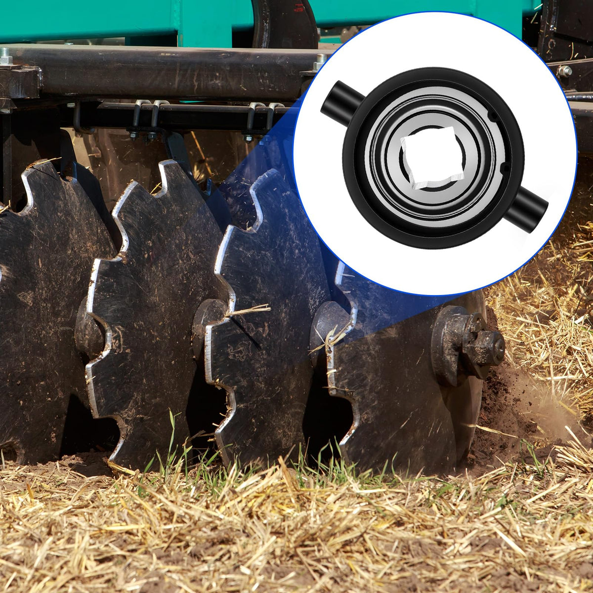 2 Pcs 1-1/8 Inch Square Bore Disc Harrow Flange Bearing
