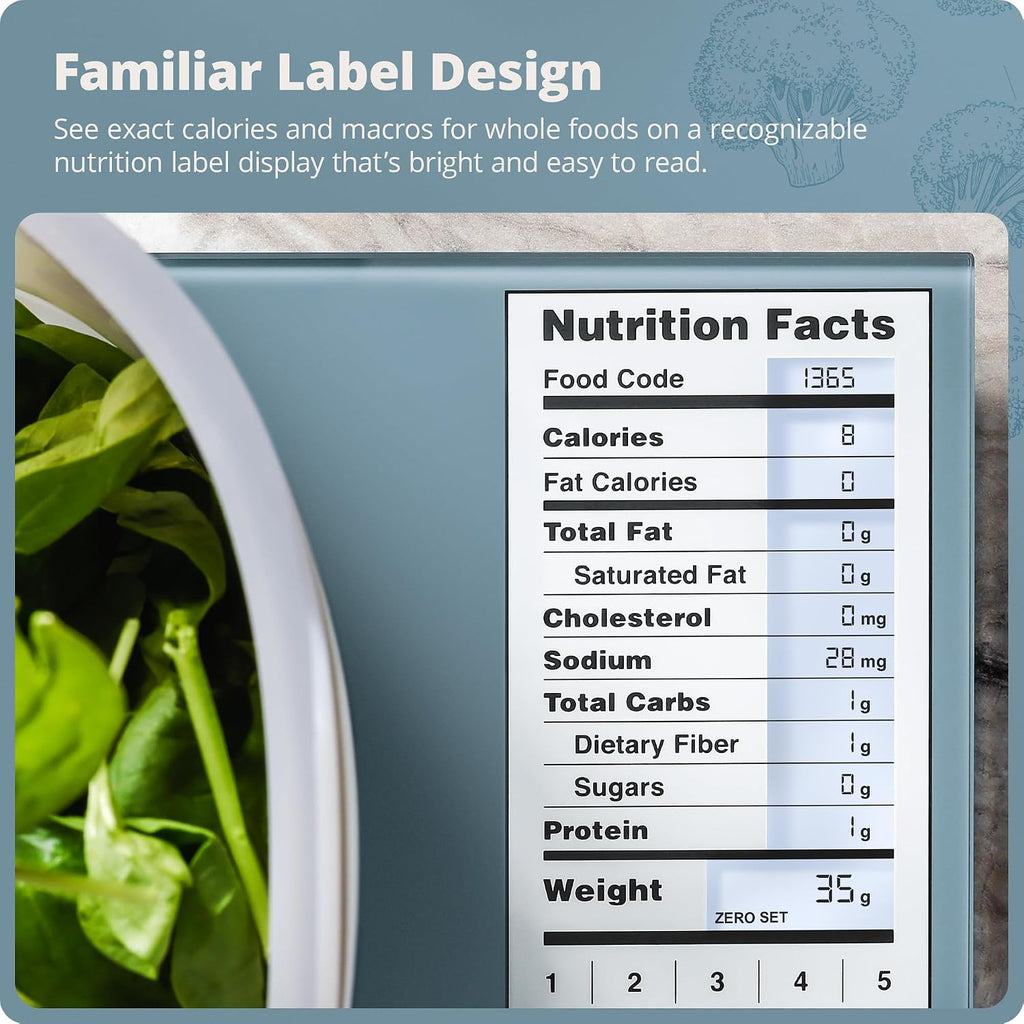 Food Scale with Nutrition Calculator, 2,000 Codes (Blue)