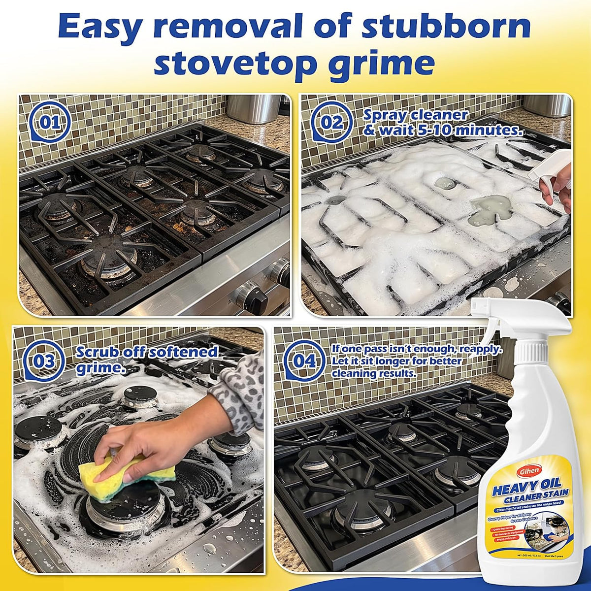 Heavy‑Duty Oil Degreaser Cleaner for Pan Bottoms, Oven, Stove, Range Hood