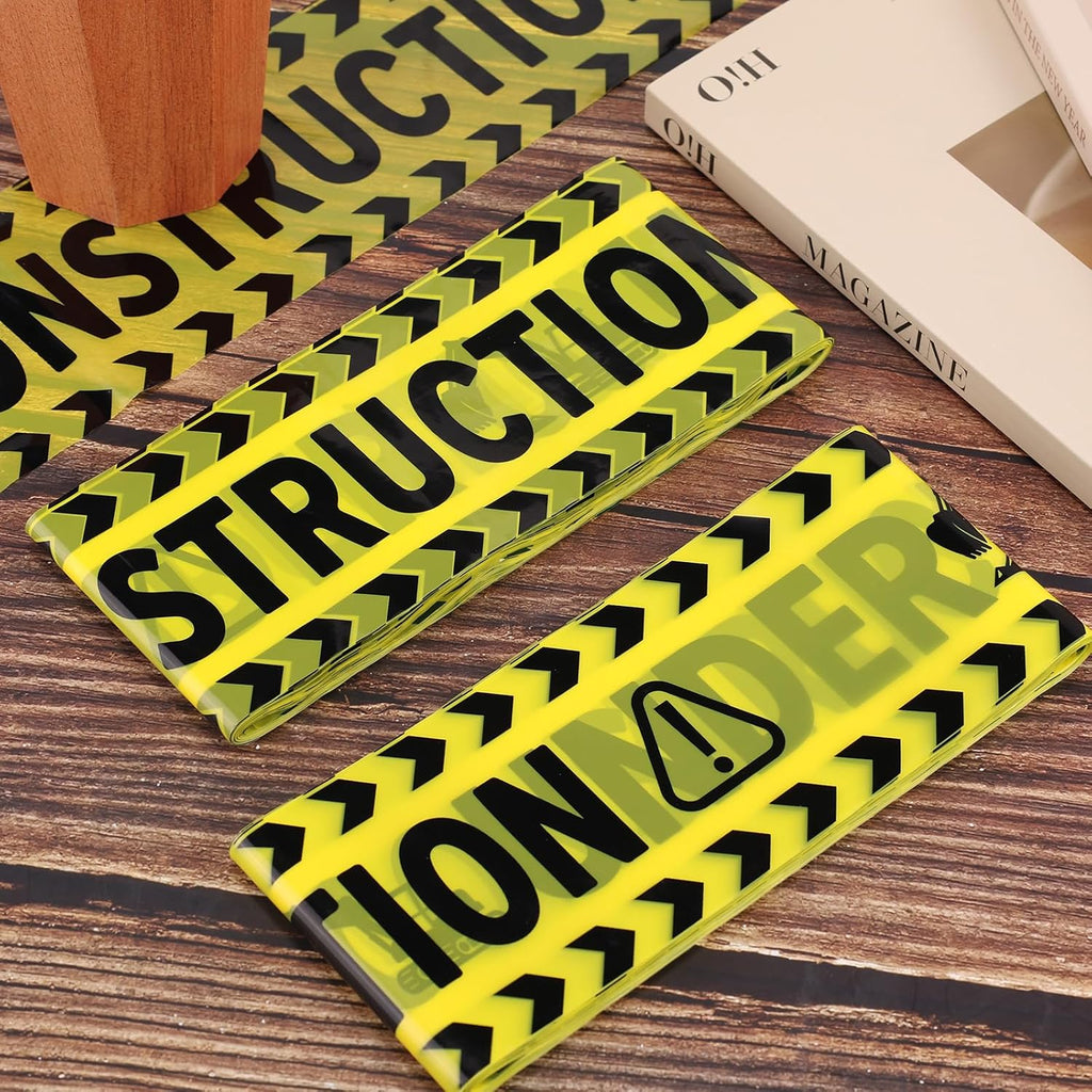 2 Rolls Under Construction Party Tape, 98.4 Feet x 11.8 Inch Construction Caution Tape Black and Yellow Hazard