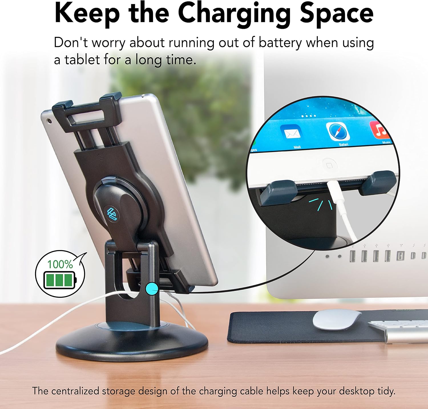 Tablet Kiosk Stand, 360° Rotating Commercial Tablet Stand, Retail Kiosk, 6"-13" (Screens) Adapter Universal Holder