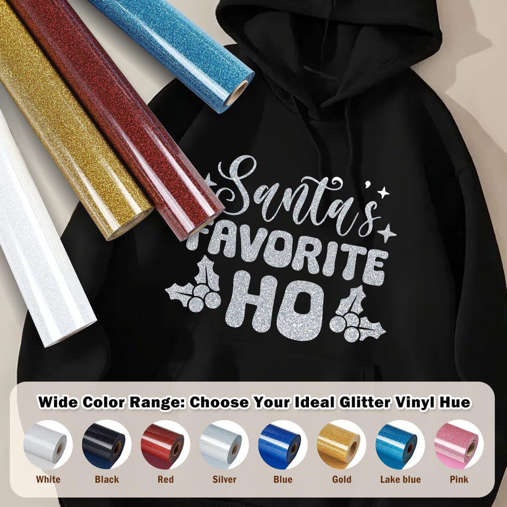 Silver Glitter Heat Transfer Vinyl HTV Roll - 12" x 10 Ft Iron On Vinyl for T-Shirts, Silver HTV Vinyl for All Cutter