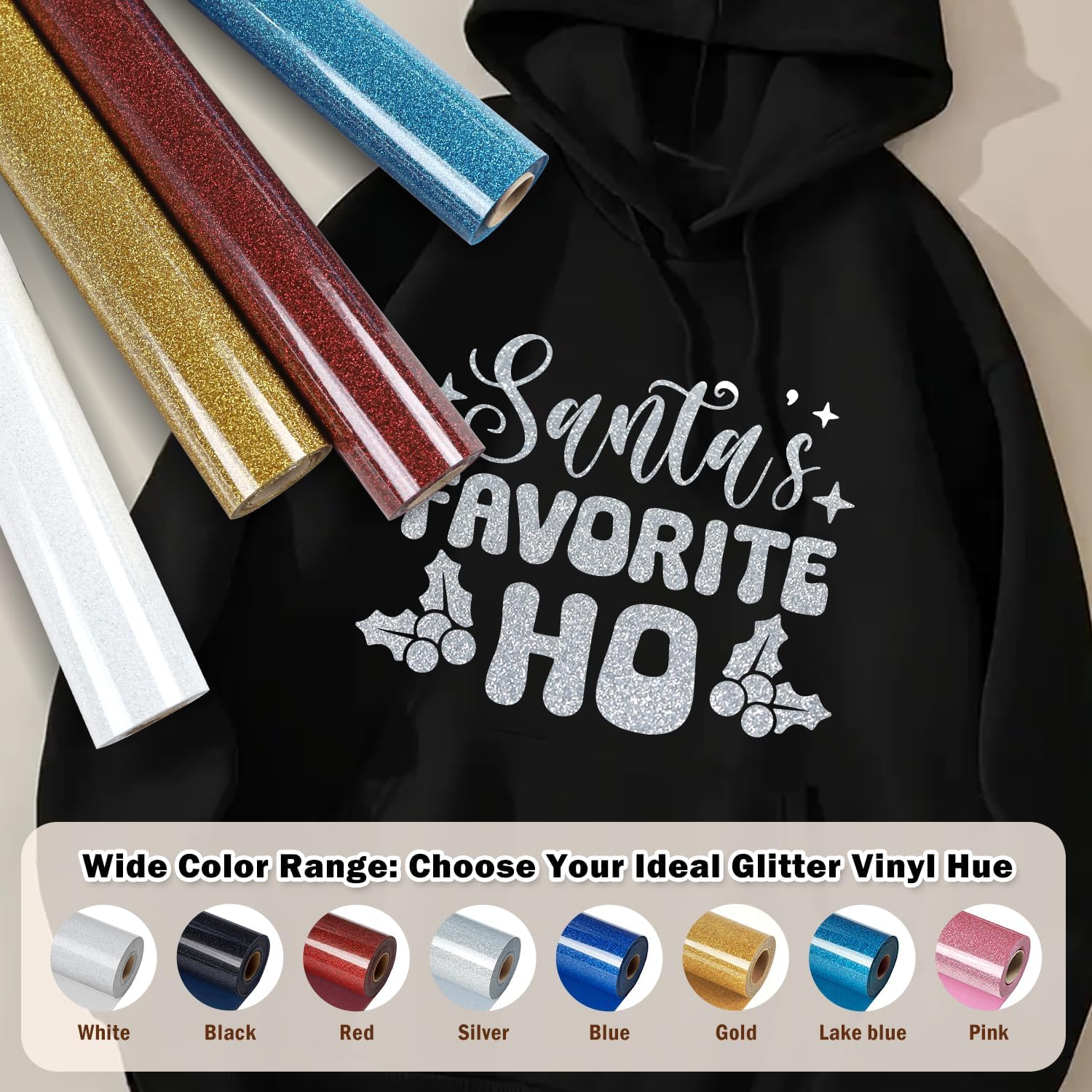 Silver Glitter Heat Transfer Vinyl HTV Roll - 12" x 10 Ft Iron On Vinyl for T-Shirts, Silver HTV Vinyl for All Cutter