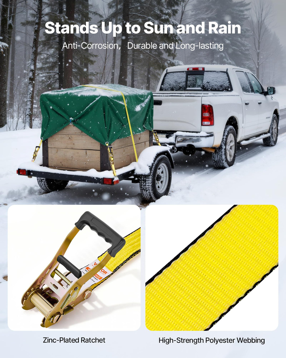 Ratchet Tie Down Straps (4PK), Rachet Tie Downs with Padded Handles