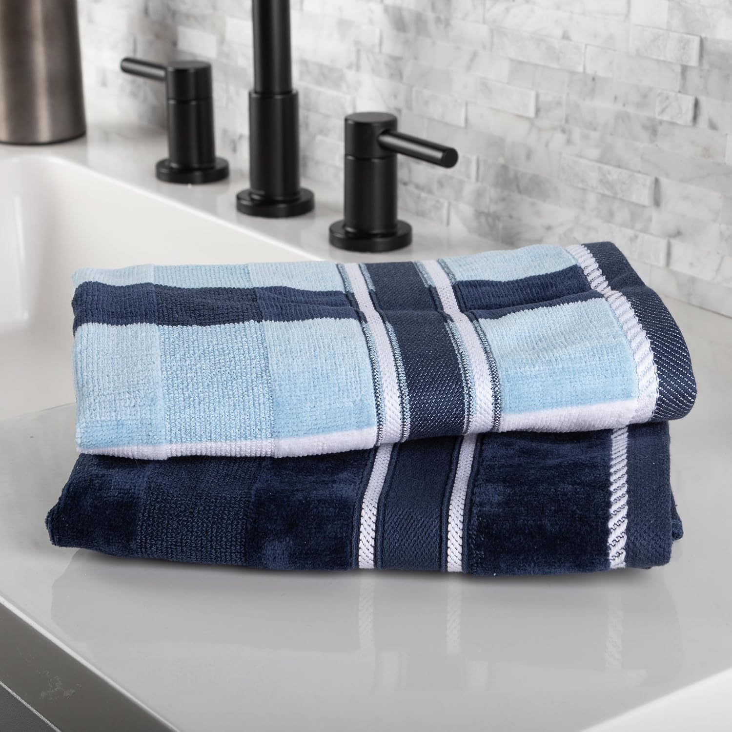 Bathroom Towels Set, Bathroom Accessories, Navy, Set of 6 | Includes 2 Bath Sheets, 2 Hand Towels, and 2 Wash Cloths