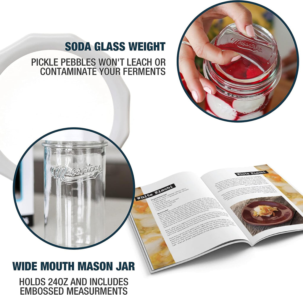 Fermentation Jar Starter Set, Easy Vegetable Fermentation Kit, Includes Mason Jar, Pickle Kit with Fermentation Lids