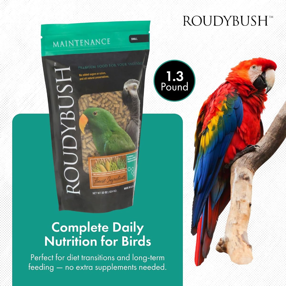 Daily Maintenance Food for Birds - Scientifically Formulated Bird Feed - Bird Food Pellets w/Corn, Wheat, Soy & More