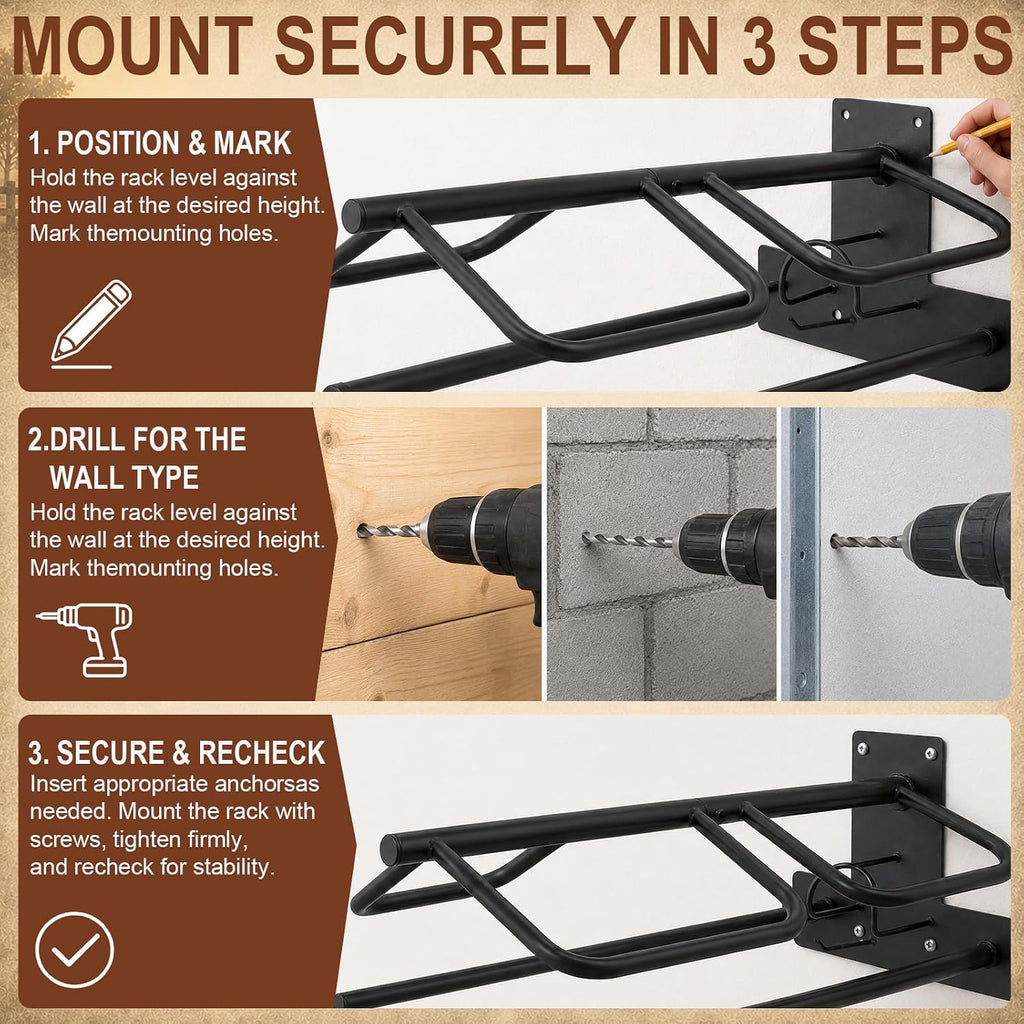 Wall Mounted Saddle Rack Set of 2, 120-lb Capacity Heavy Duty Iron Saddle Stand with Dual Blanket Bars and Tack Hook