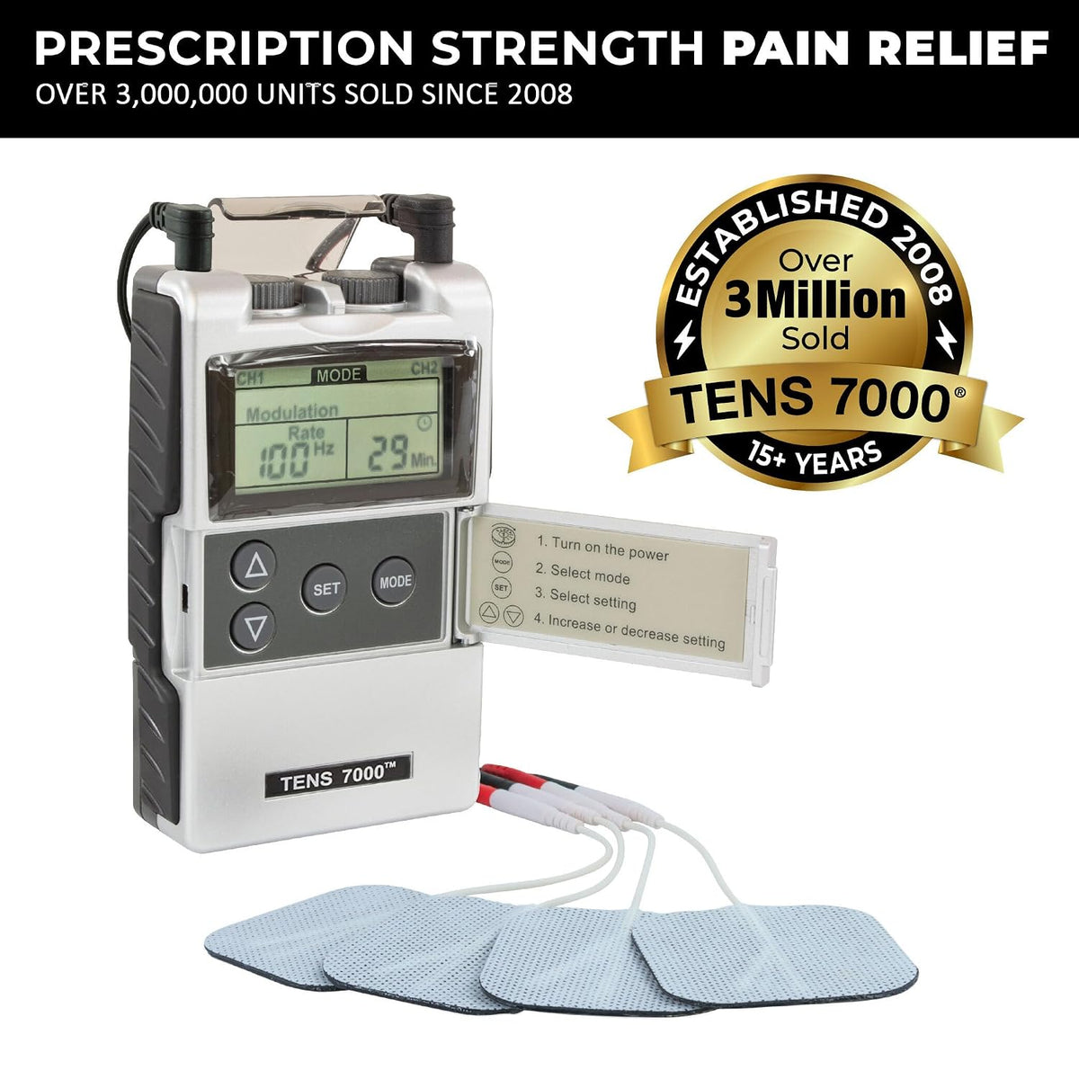 Digital TENS Unit with Accessories - Muscle Stimulator Machine for Back Pain Relief, Sciatica, Neck, Nerve, Shoulder