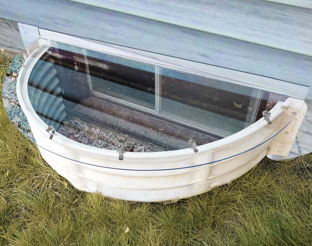 Basement Window Well Covers Outside, Heavy-Duty Egress Window Well Cover Clear, All-Weather Against Debris, UV