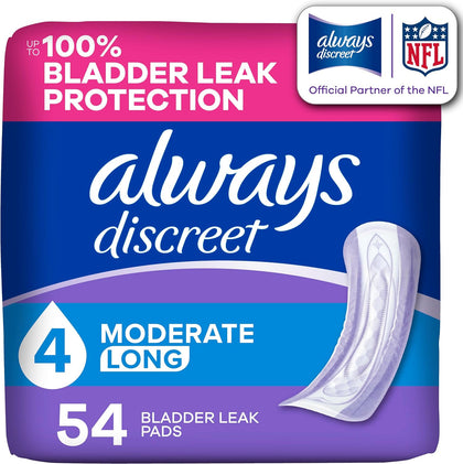 Adult Incontinence Pads for Women, Drier, 4 Drop Long Length, Moderate Absorbency, Pads for Bladder Control