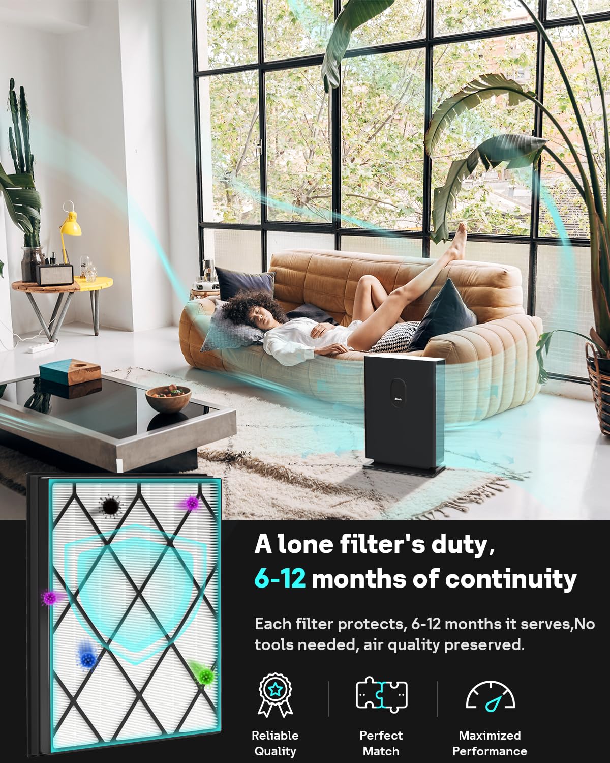 Filter Replacement for Shark Air Purifier 4-Fan HE400 Series