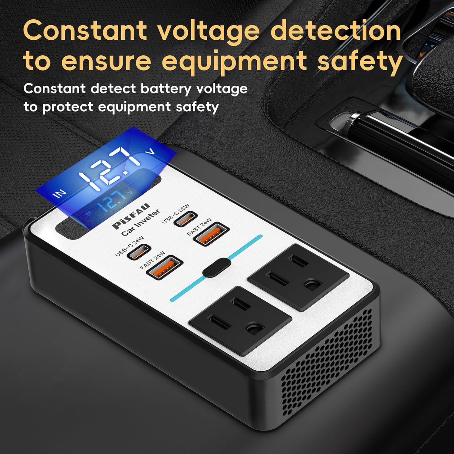 200W Car Power Inverter DC 12V to 110V AC,Cigarette Lighter Adapter Plug with [65W USB-C]/USB-Fast Charger