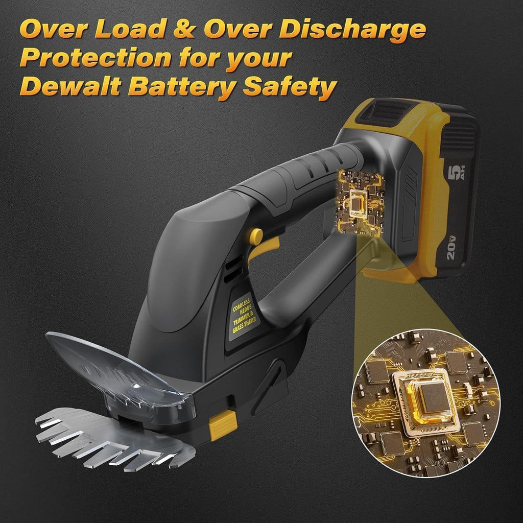 2-in-1 Cordless Hedge Trimmer for DEWALT 20V MAX Battery, Tool Only | Includes 8 in hedge blade and 4.7 in grass