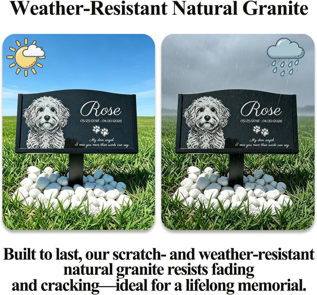 Personalized Pet Memorial Stone, Granite Grave Marker