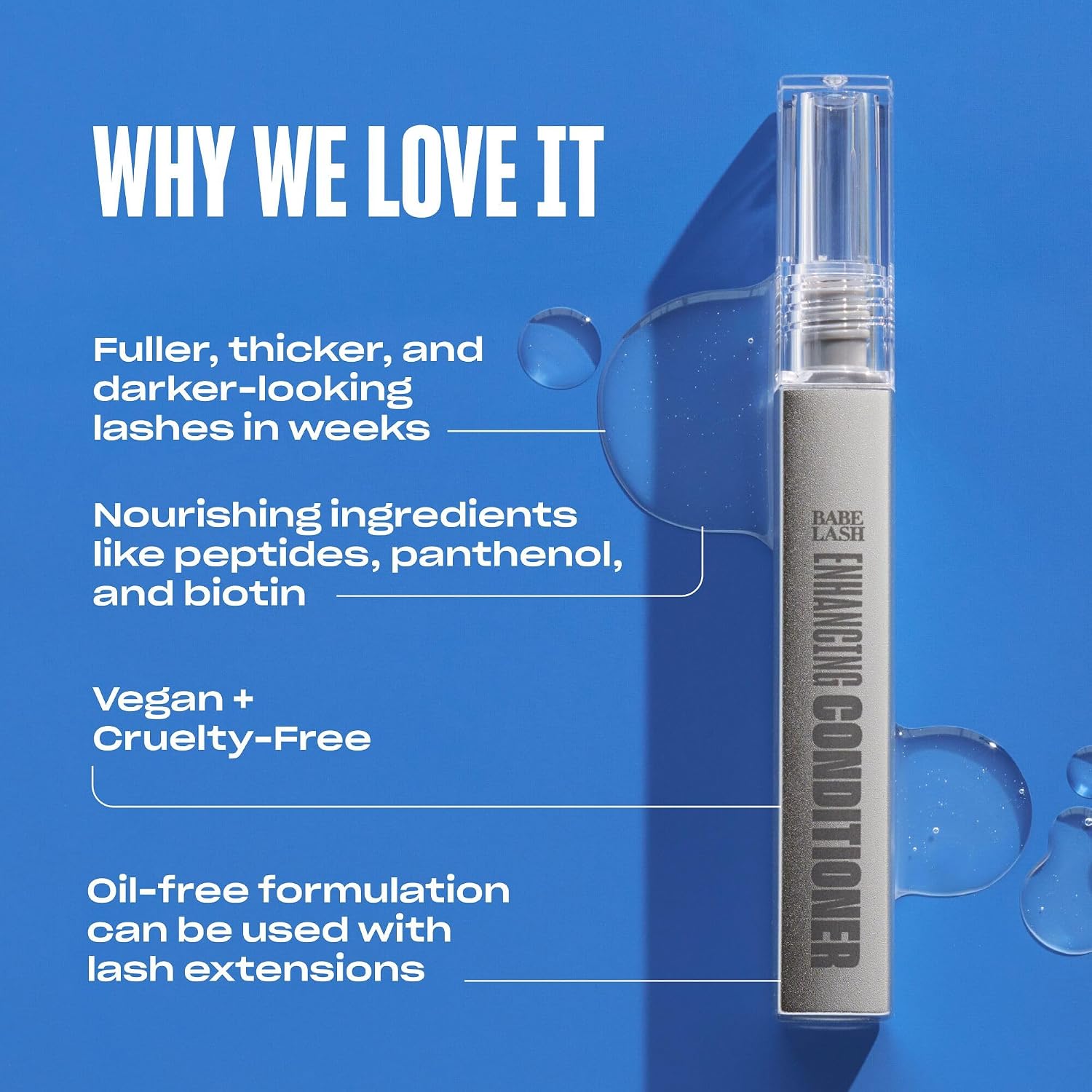 Babe Lash Enhancing Conditioner - Conditioning Serum for Eyelashes, with Peptides and Biotin, Promotes Fuller &