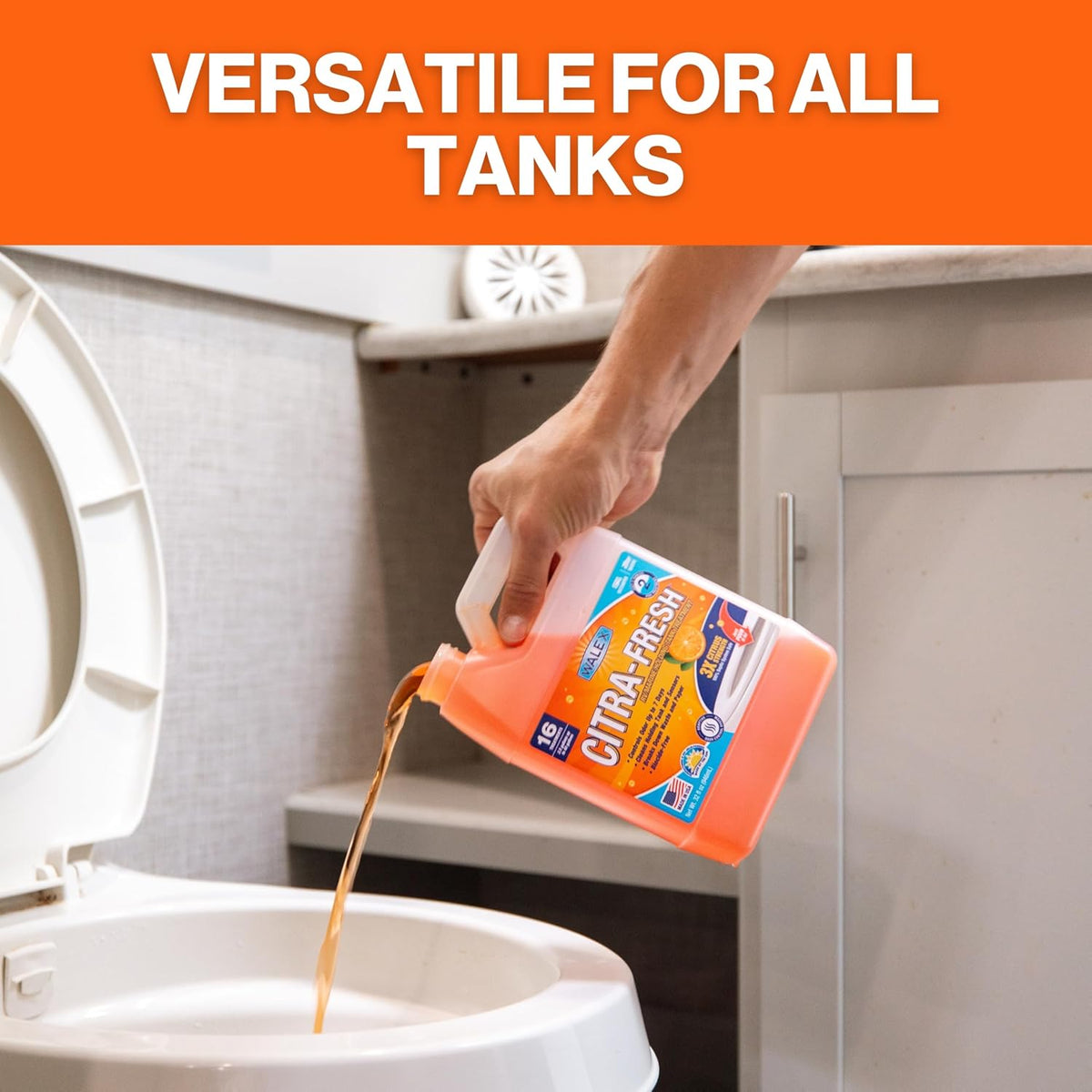 Citra-Fresh Liquid RV Toilet Treatment - Citrus Scent, 32 oz | Controls Black Tank Odors Immediately; Fresh Citrus