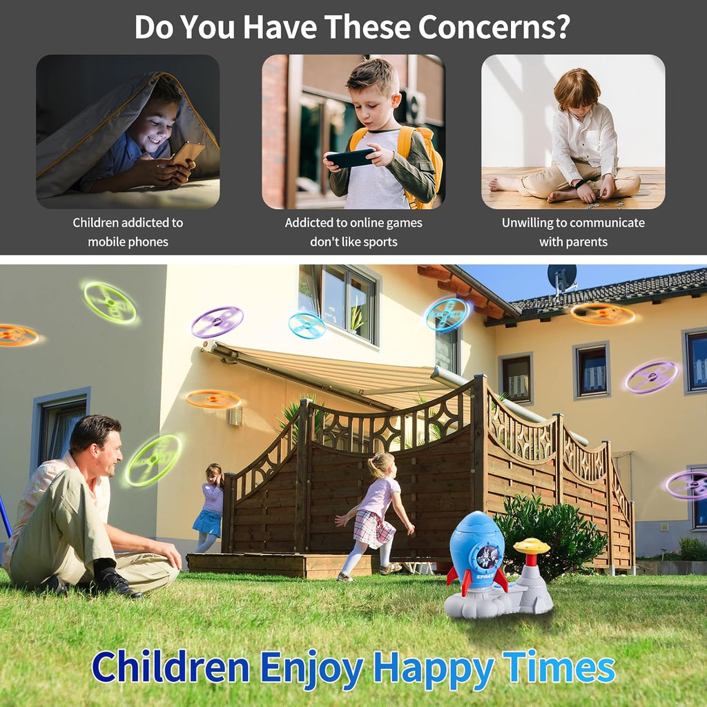 Outdoor Toys for Kids Ages 3-8, Outside Flying Disc Launcher | Birthday Gifts for Boys & Girls, Fun Family Chasing