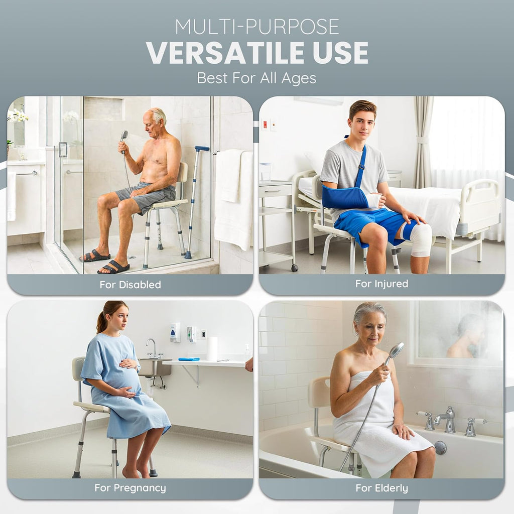 Adjustable Height Shower Chair Seat for Inside Shower, 350 lbs Heavy Duty Bathroom Stool for Bathtub, Safety Bath