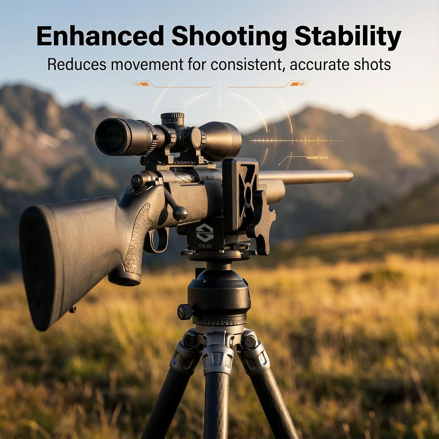 CS-01 Arca-Swiss Rifle Saddle Mount for Hunting Tripod – CNC Aluminum Rifle Clamp with Integrated Arca Base