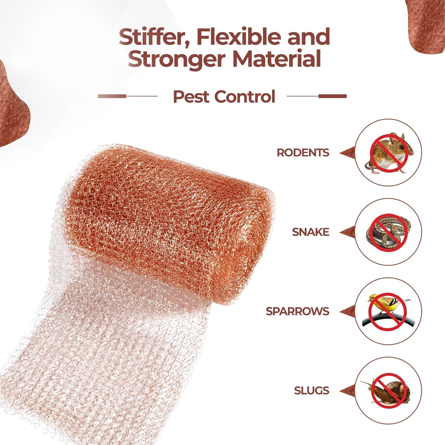 Copper Mesh Roll for Rodent Control, 4 in x 16 ft, Rustproof, 2-Pack | Blocks rats, mice, bats and snails at gaps