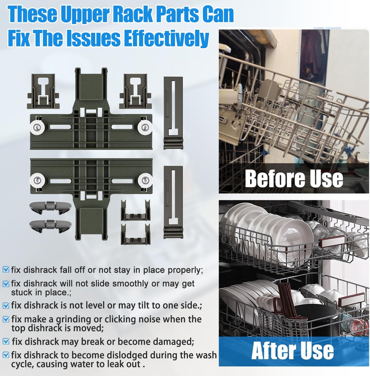 Upgraded W10350375 W10712395 Dishwasher Top Rack Adjuster Replacement Parts