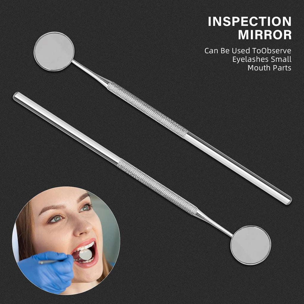 Dental Mirror Stainless Steel with Handle 6.5", Dentist Tool for Teeth Cleaning Plaque, Mouth Inspection, Lash