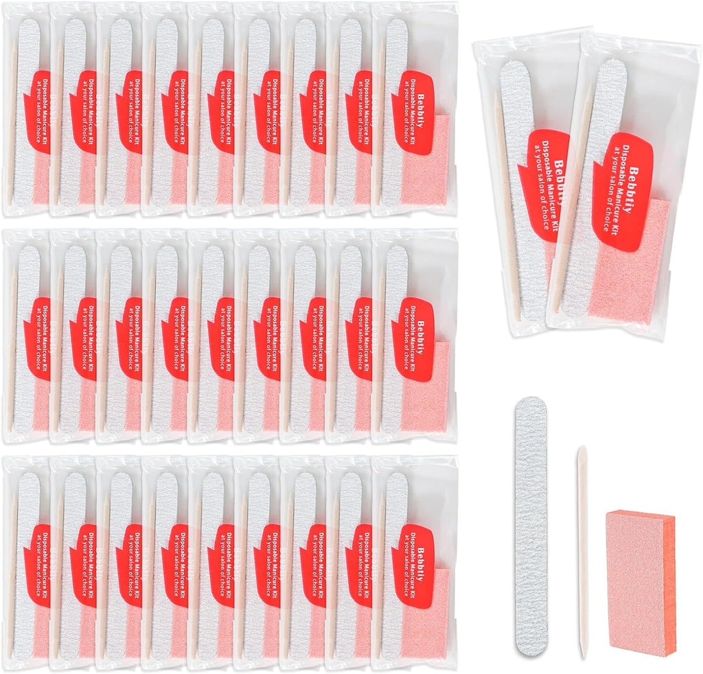 3 in 1 Disposable Manicure Kit Sets Professional (Count, 50, 80/100 Grit)