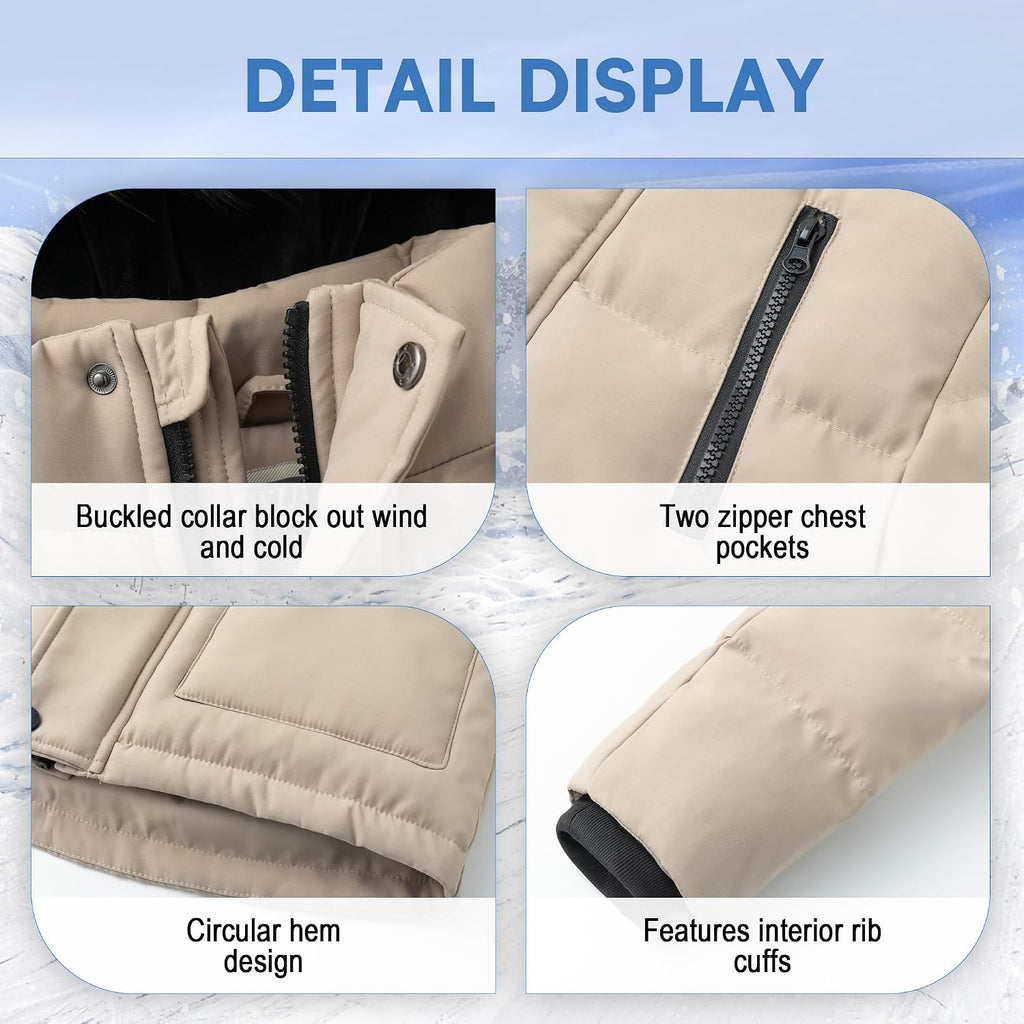 Boy's Winter Coat Waterproof Fleece Lined Parka Jackets Kids Hooded Puffer Outerwear