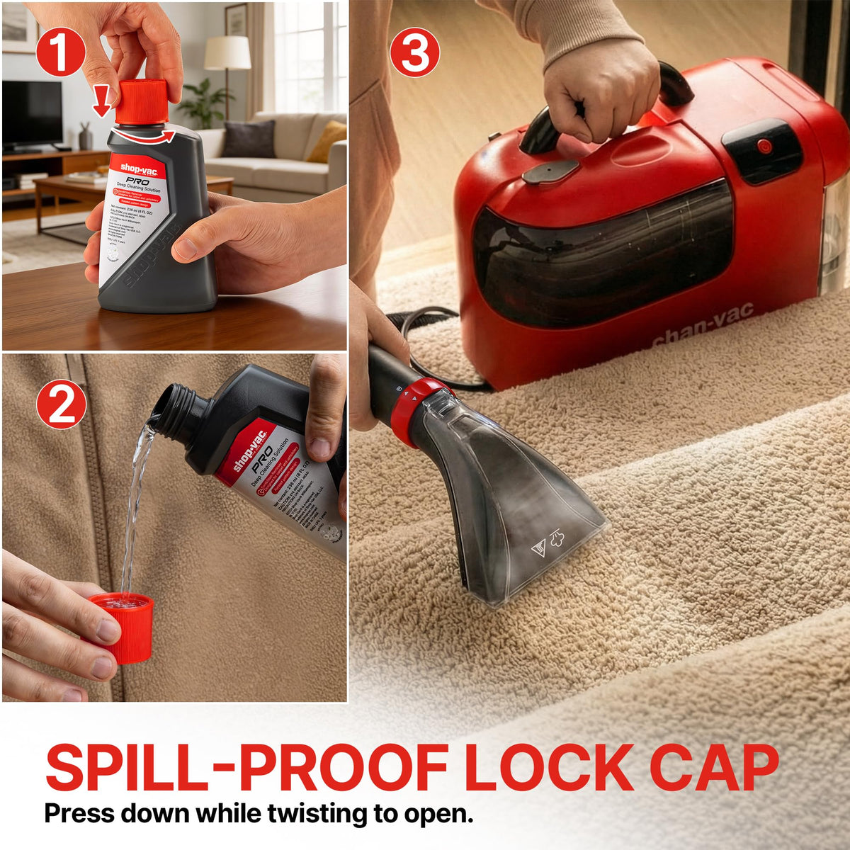 Carpet Cleaner Solution, 8Fl Oz, Low Foam Cleaner Solution