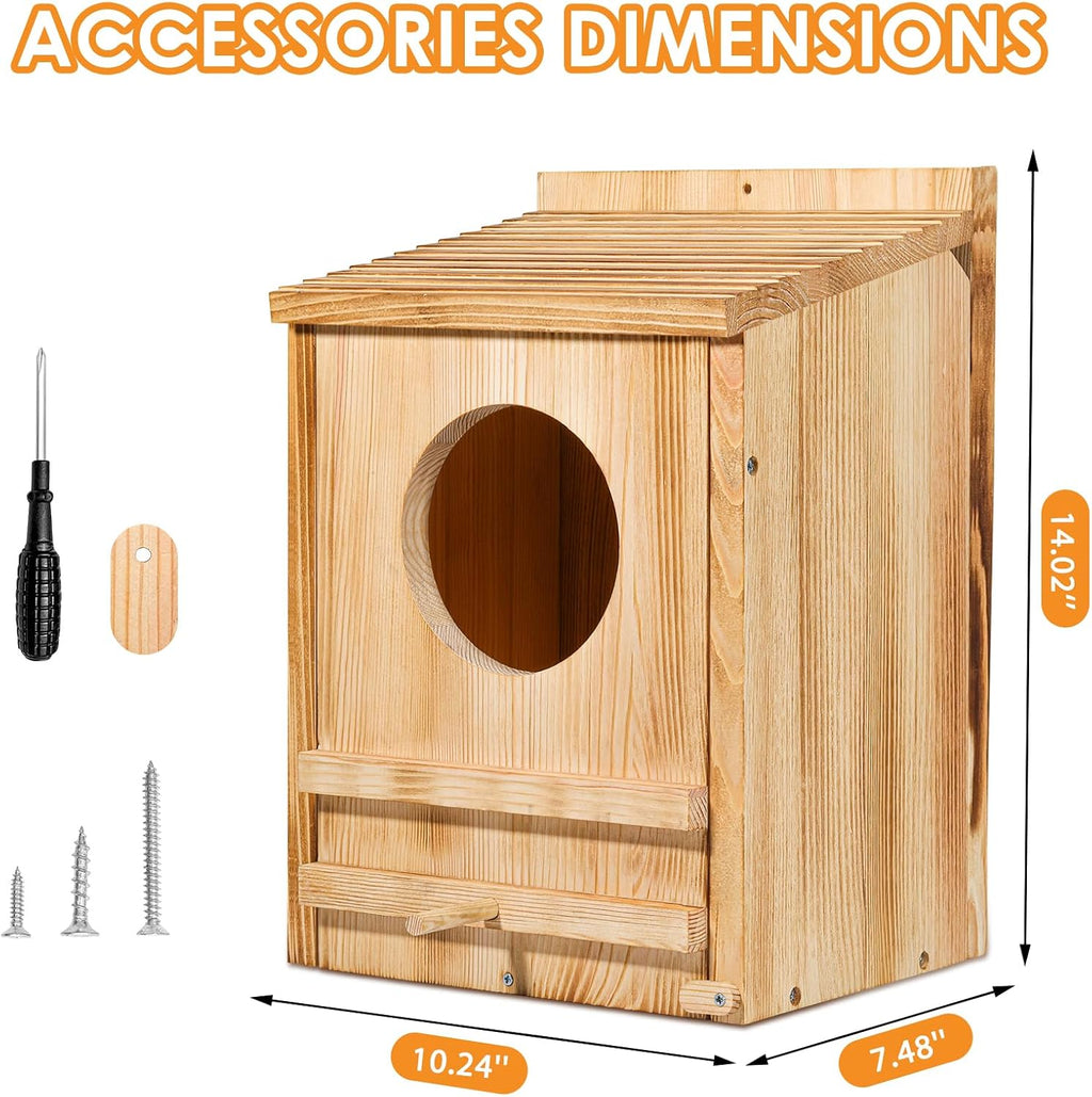 Barn Owl House,Owl Nesting Box for Outside, Wooden Screech Owls Nesting Box
