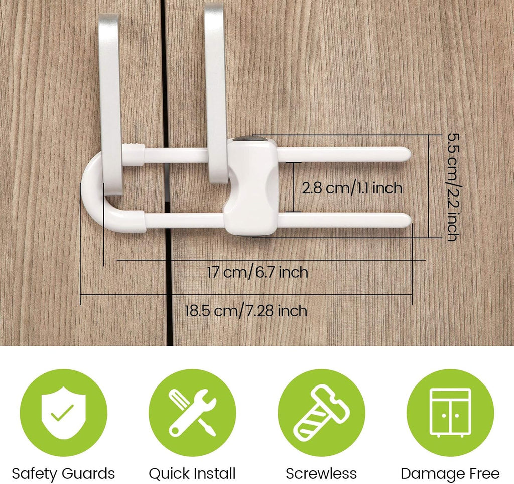 10 Pack Baby Cabinet Locks, No Adhesive No Drill Child Safety Locks for Cabinets with Knobs or Handles, Adjustable