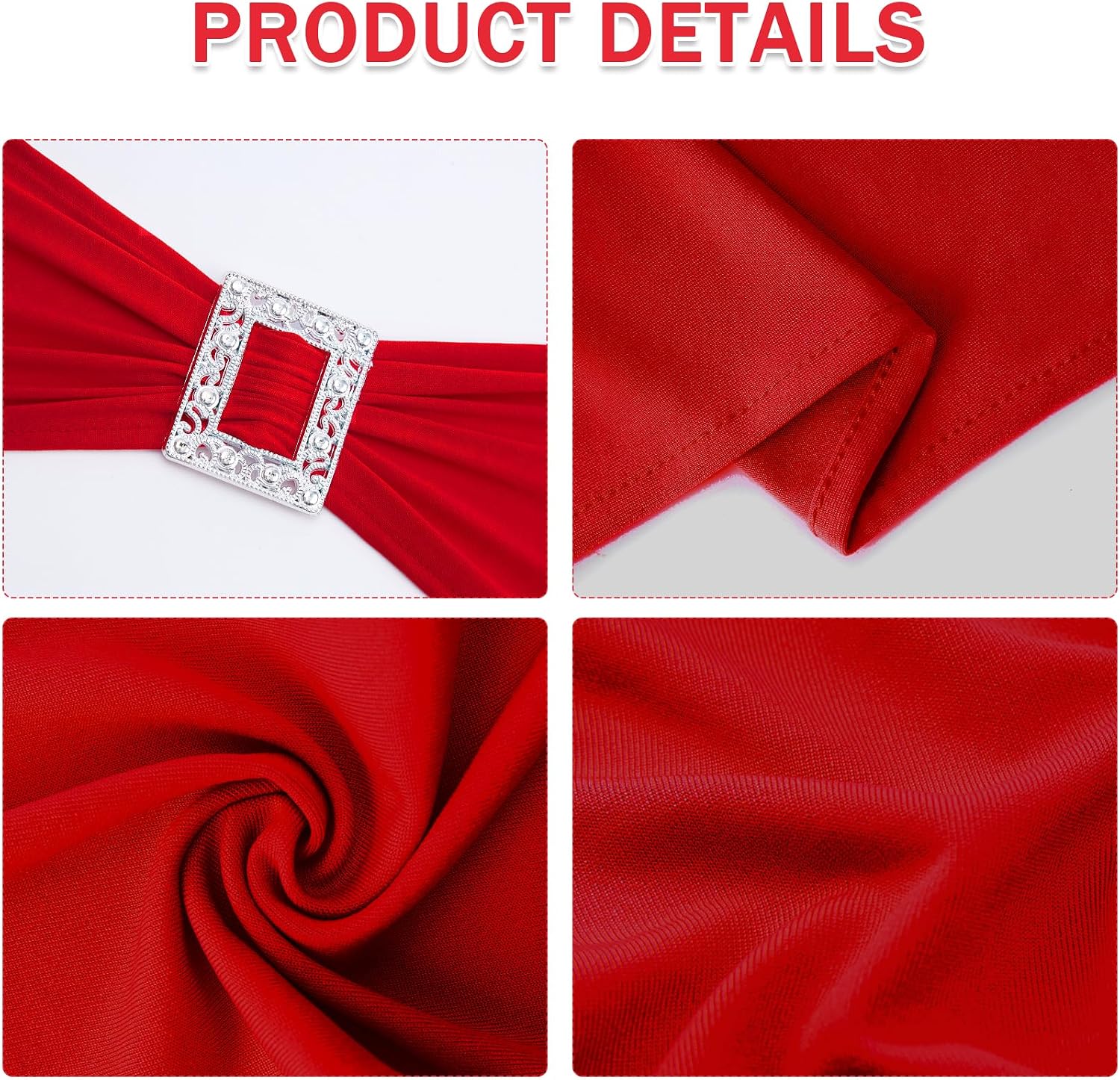 120 PCS Spandex Chair Sashes Bows Stretch Chair Cover Band with Buckle Slider Universal Elastic Chair Ties for