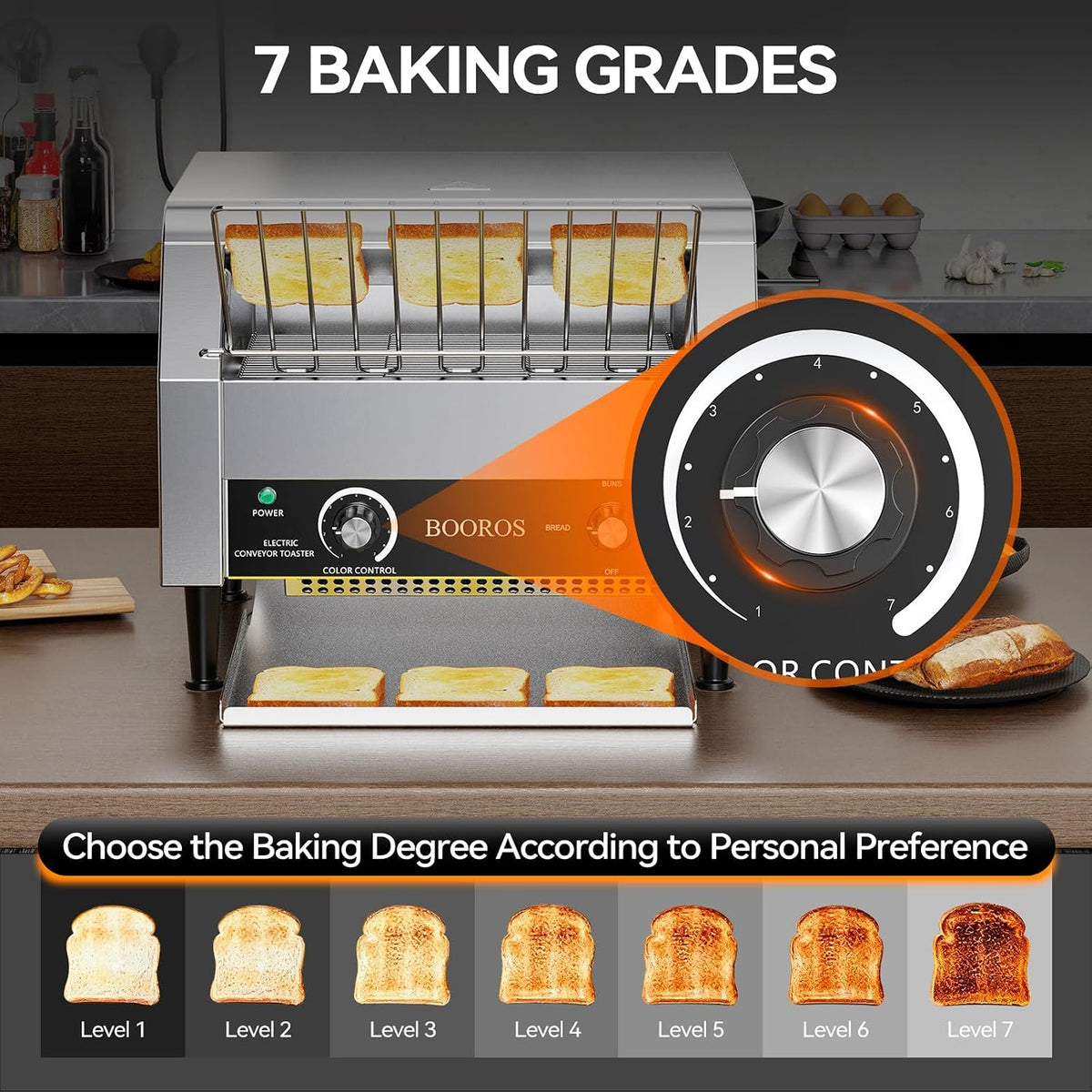 1700W Commercial Conveyor Toaster, 450 Slices/Hour