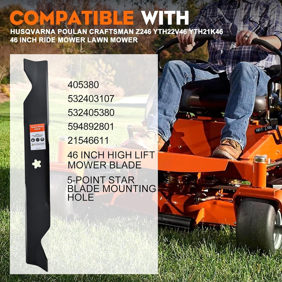 Hipa 532405380 46 Inch Mower Blades Replace for 405380 yth22v46 Blades