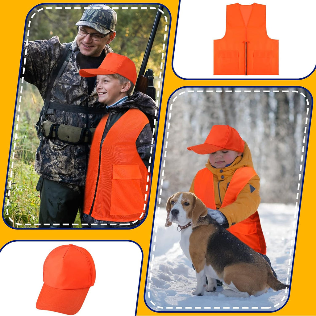 6 Pcs Hunting Safety Vest Cap, Blaze Orange,Baseball Cap | High Visibility Mesh Safety Gear for Outdoor Activities
