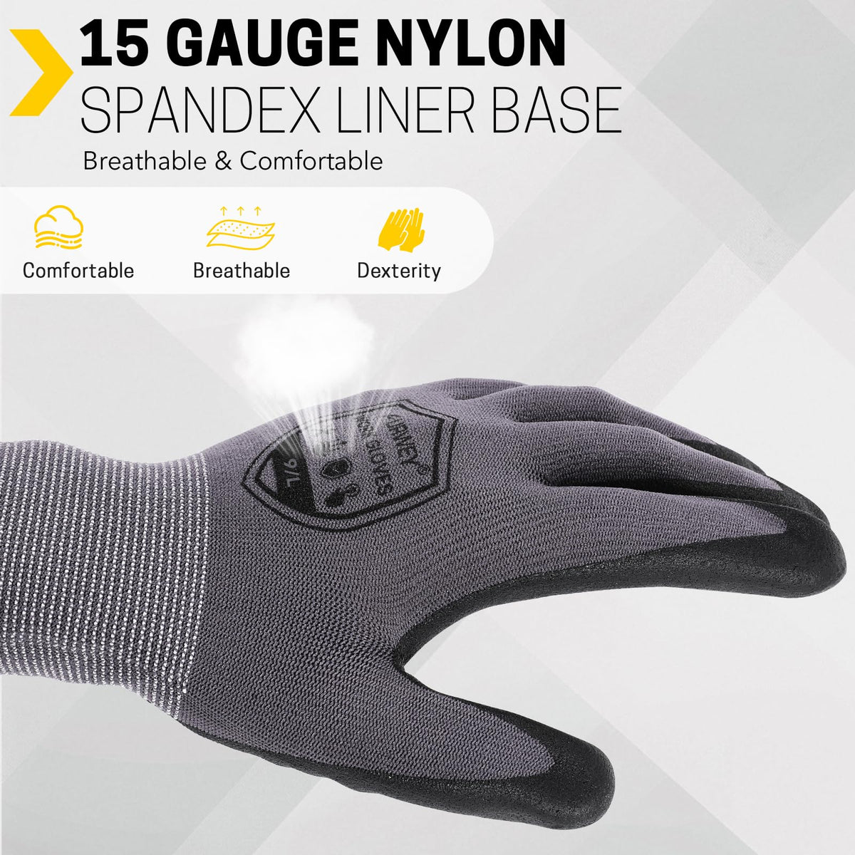 Safety Work Gloves,16Pairs Nitrile Micro Foam Coated,Seamless Knit,L
