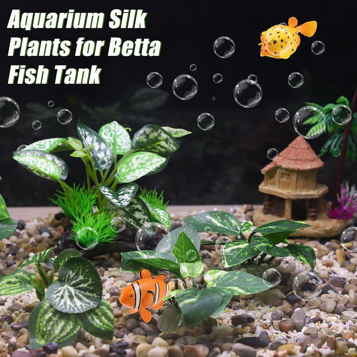 Silk Aquarium Plastic Plants Fish Tank Decor Driftwood for Fish Green 5pcs