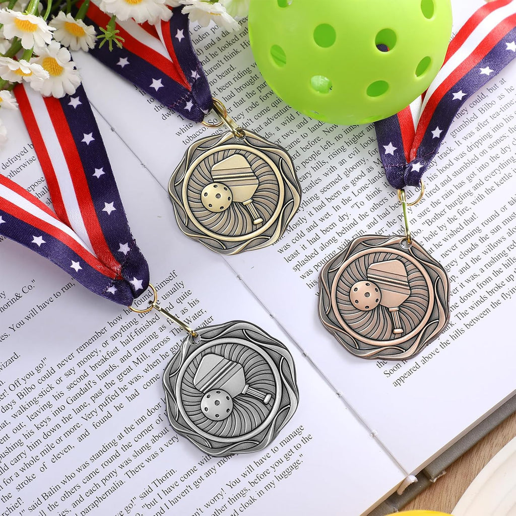 Metal Fusion Medals 2" Cornhole Dinkball Soccer 1st 2nd 3rd Place Award Medals with Ribbons Gold Silver Brown Trophy
