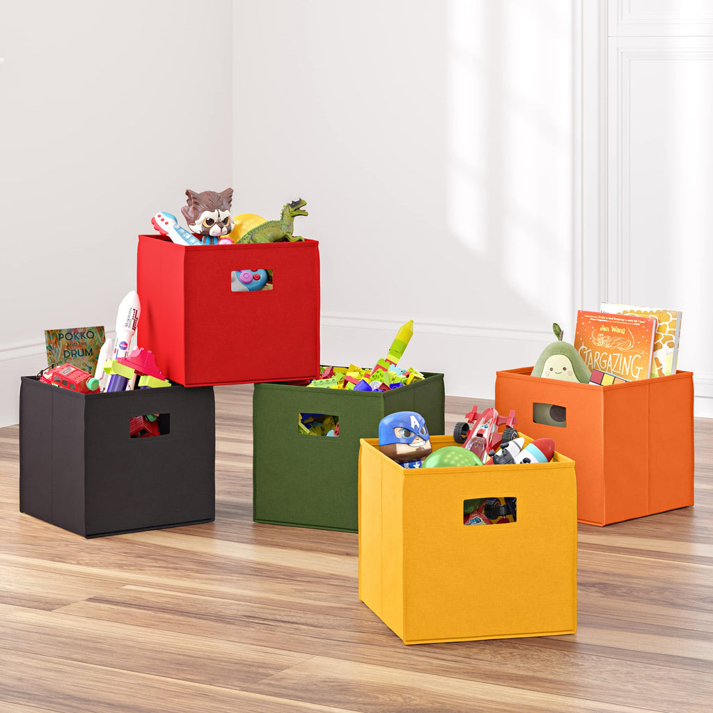 Folding Storage Bins - 2-pack of 10in Tall Black Cubes
